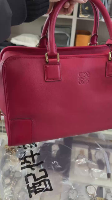 Loewe Amazona 36 Medium Red Leather Horse Lock Gold-tone Hardware