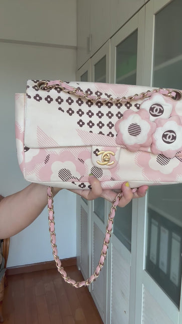Chanel Camellia Flap Bag Pink Floral Printed Satin Medium, 2005-2006