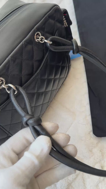 Chanel Cambon Multi-pocket Ligne Reporter Bag Medium Black Calfskin Leather