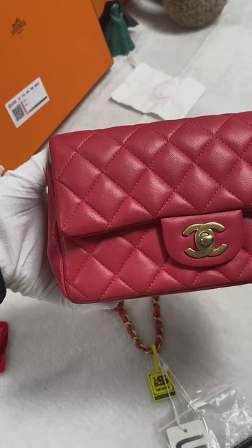 Chanel Classic Flap Mini 2019 Red Lambskin Leather Gold Hardware