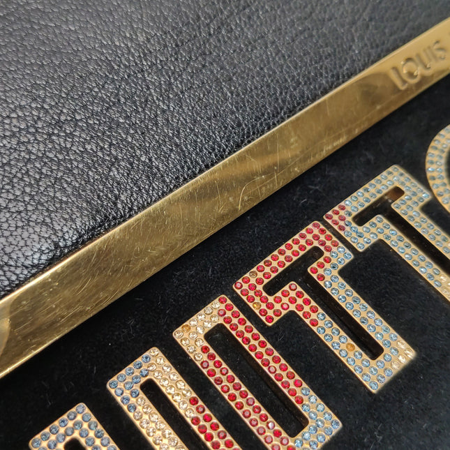 Louis Vuitton Avant-Garde Pochette Clutch Suede Leather Crystal Logo, 2011