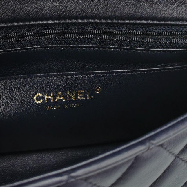 Chanel Classic Flap Mini Rectangular Navy Lambskin Leather Gold Hardware, 2020