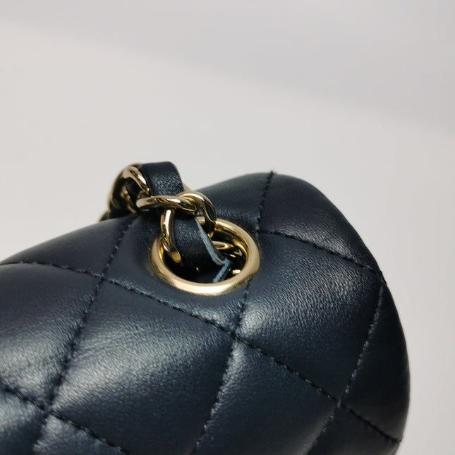 Chanel Classic Flap Mini Rectangular Navy Lambskin Leather Gold Hardware, 2020