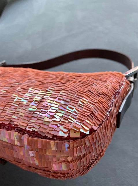Sold Fendi Baguette Glitter Pink square sequins
