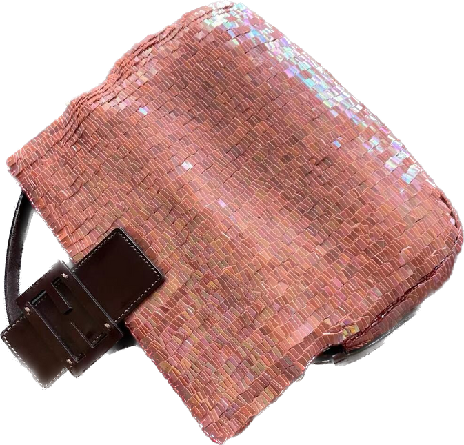 Sold Fendi Baguette Glitter Pink square sequins
