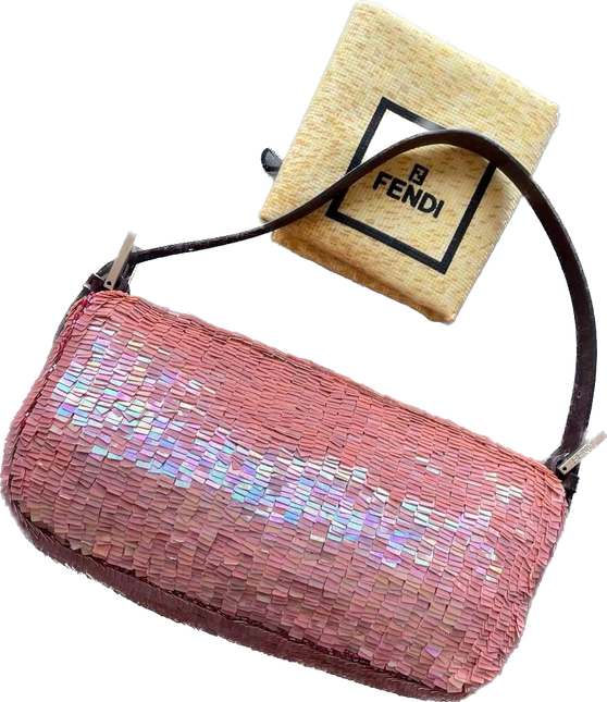 Sold Fendi Baguette Glitter Pink square sequins