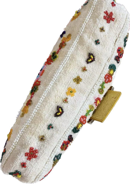 Sold Fendi Baguette glitter white canvas with floral beads