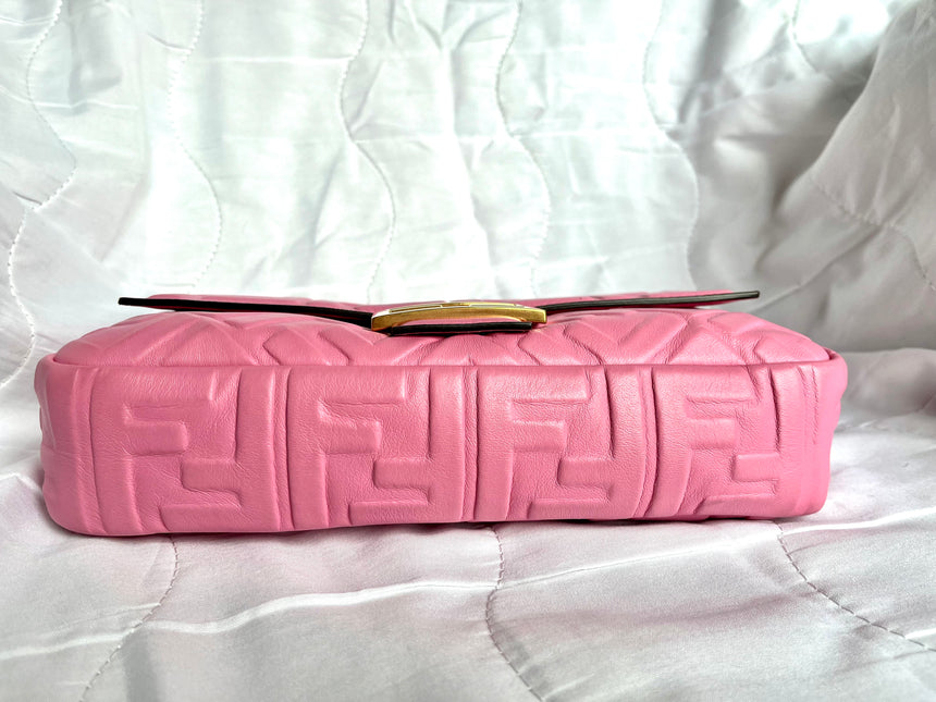 Sold FENDI Baguette Pink Leather 3D FF Motif Crossbody bag