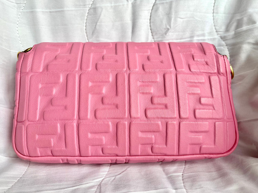 Sold FENDI Baguette Pink Leather 3D FF Motif Crossbody bag