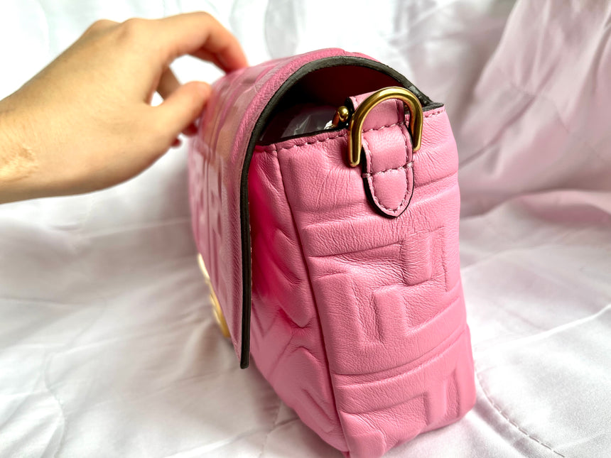 Sold FENDI Baguette Pink Leather 3D FF Motif Crossbody bag