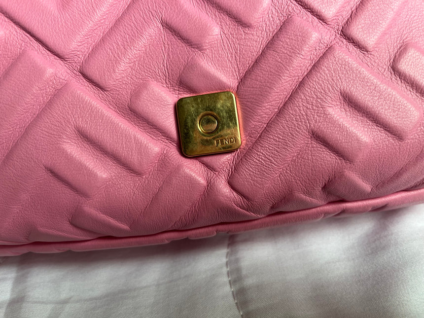 Sold FENDI Baguette Pink Leather 3D FF Motif Crossbody bag