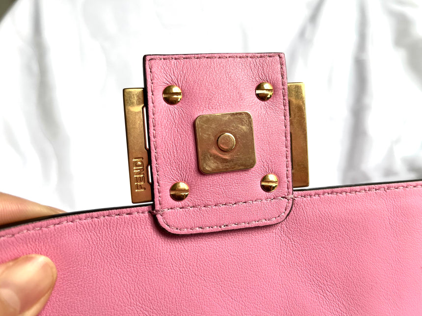 Sold FENDI Baguette Pink Leather 3D FF Motif Crossbody bag
