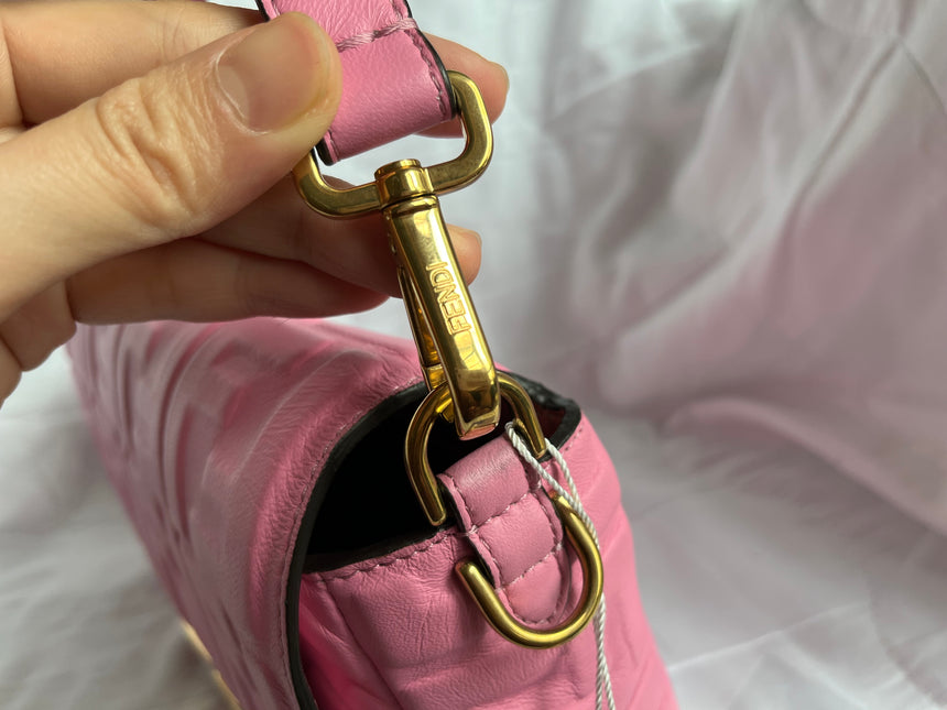 Sold FENDI Baguette Pink Leather 3D FF Motif Crossbody bag