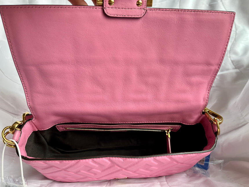 Sold FENDI Baguette Pink Leather 3D FF Motif Crossbody bag