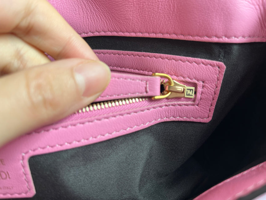 Sold FENDI Baguette Pink Leather 3D FF Motif Crossbody bag