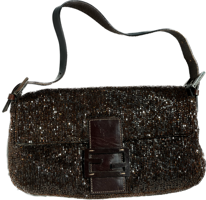 Sold FENDI Baguette chocolate brown beads excellent condition