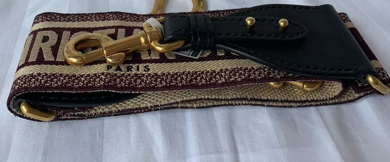 Sold Dior Strap red and beige canvas with Dior Logo Embroidery