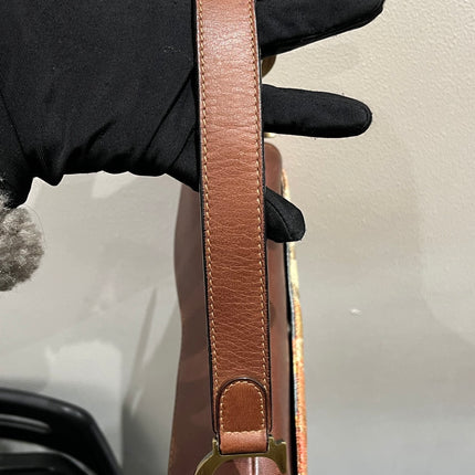 Sold Dior Saddle bag Vintage brown leather and printed velvet RARE