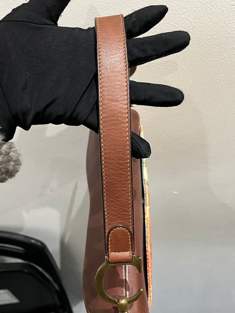 Sold Dior Saddle bag Vintage brown leather and printed velvet RARE