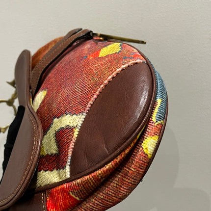 Sold Dior Saddle bag Vintage brown leather and printed velvet RARE
