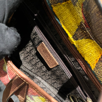 Sold Dior Saddle bag Vintage brown leather and printed velvet RARE