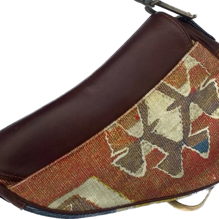Sold Dior Saddle bag Vintage brown leather and printed velvet RARE