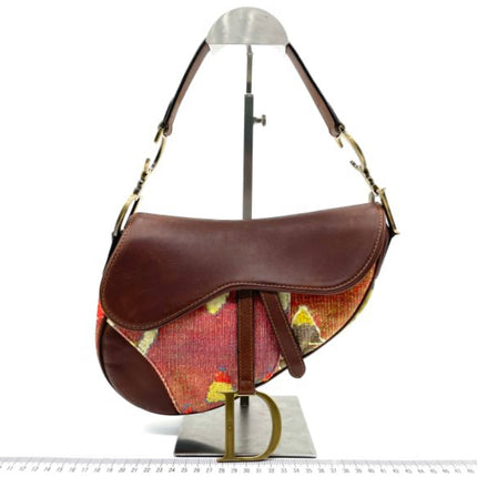 Sold Dior Saddle bag Vintage brown leather and printed velvet RARE