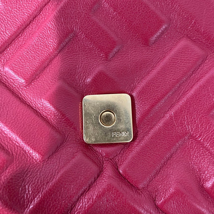 Sold FENDI Baguette Red Soft Lambskin Nappa Leather 3D FF Motif Crossbody