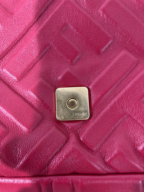 Sold FENDI Baguette Red Soft Lambskin Nappa Leather 3D FF Motif Crossbody