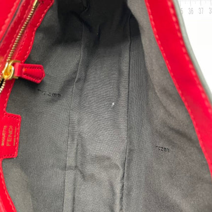 Sold FENDI Baguette Red Soft Lambskin Nappa Leather 3D FF Motif Crossbody