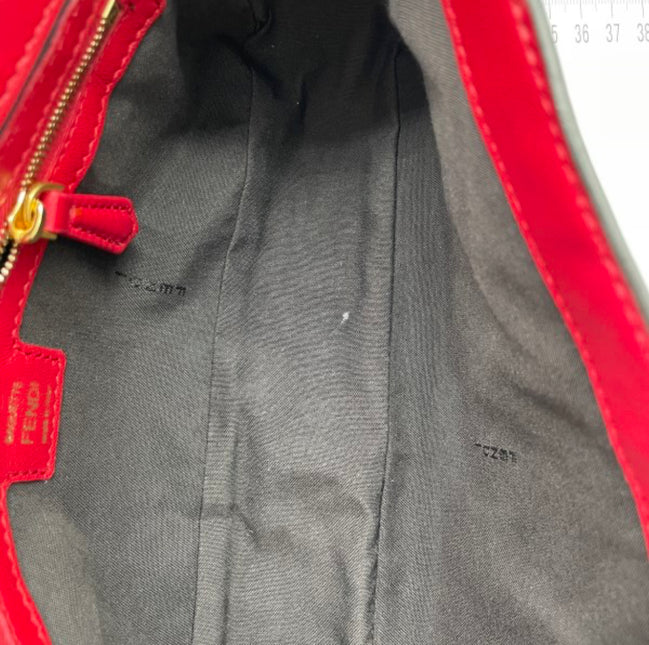 Sold FENDI Baguette Red Soft Lambskin Nappa Leather 3D FF Motif Crossbody