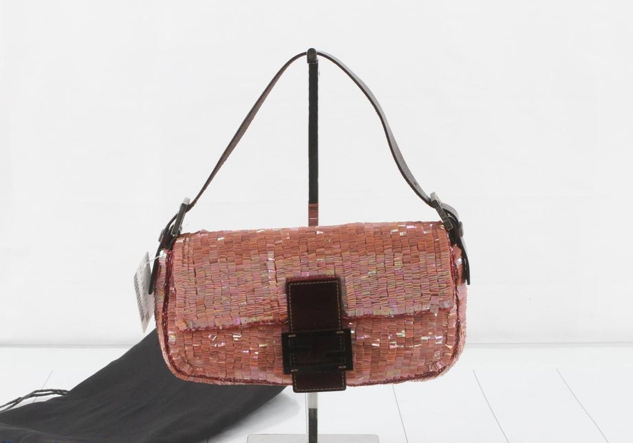 Sold Fendi Baguette Glitter Pink square sequins