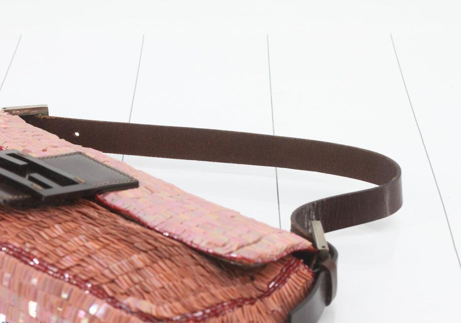 Sold Fendi Baguette Glitter Pink square sequins