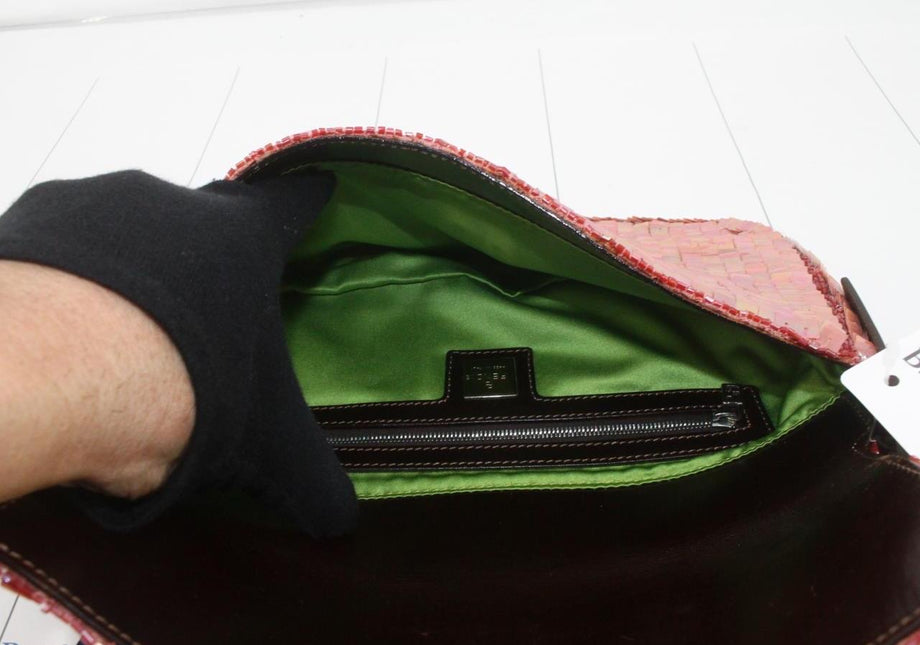 Sold Fendi Baguette Glitter Pink square sequins