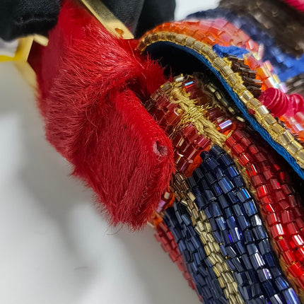 Sold FENDI Baguette strass and rhinestone glitter beads blue red gold pony hair strap and buckle