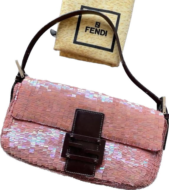 Sold Fendi Baguette Glitter Pink square sequins
