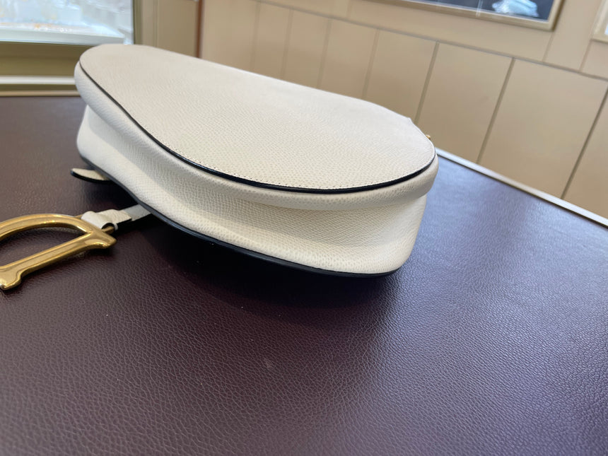 Sold Dior Saddle White Medium Grained Leather Handbag like new