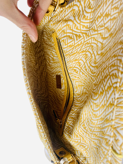 Sold Fendi Baguette 1997 in Yellow FF vertigo Jacquard with embroidery