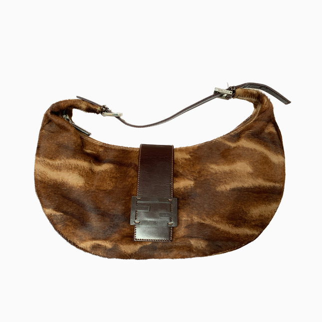 Sold Fendi Croissant Shoulderbag Medium Size Ponyhair calfskin Brown