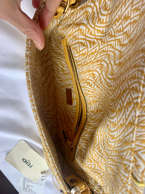 Sold Fendi Baguette 1997 in Yellow FF vertigo Jacquard with embroidery