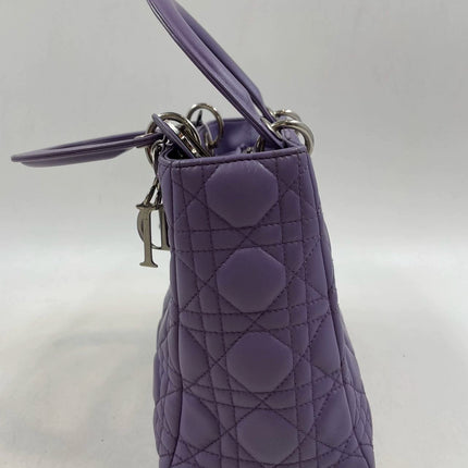 Sold  Lady Dior Medium Cannage lambskin leather pastel purple/lilac/lavender handbag with shoulder strap