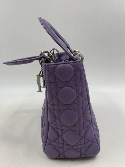 Sold  Lady Dior Medium Cannage lambskin leather pastel purple/lilac/lavender handbag with shoulder strap