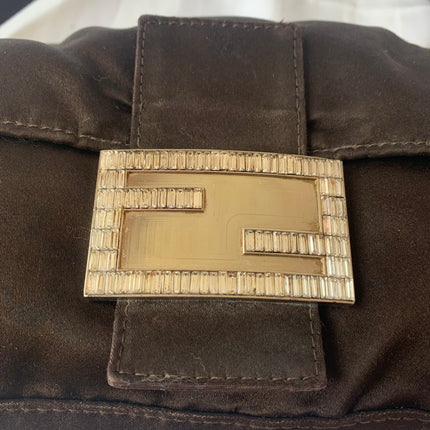 Sold FENDI Baguette Black Silk with Crystal Buckle