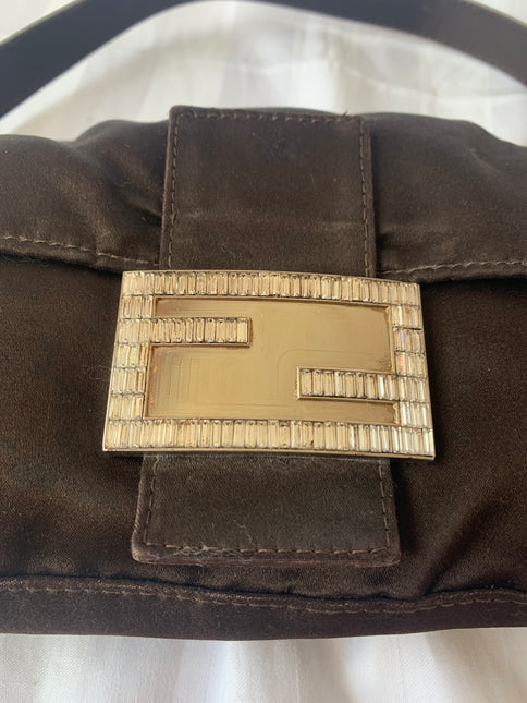 Sold FENDI Baguette Black Silk with Crystal Buckle