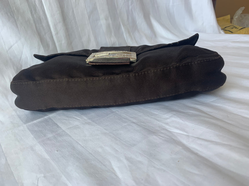 Sold FENDI Baguette Black Silk with Crystal Buckle