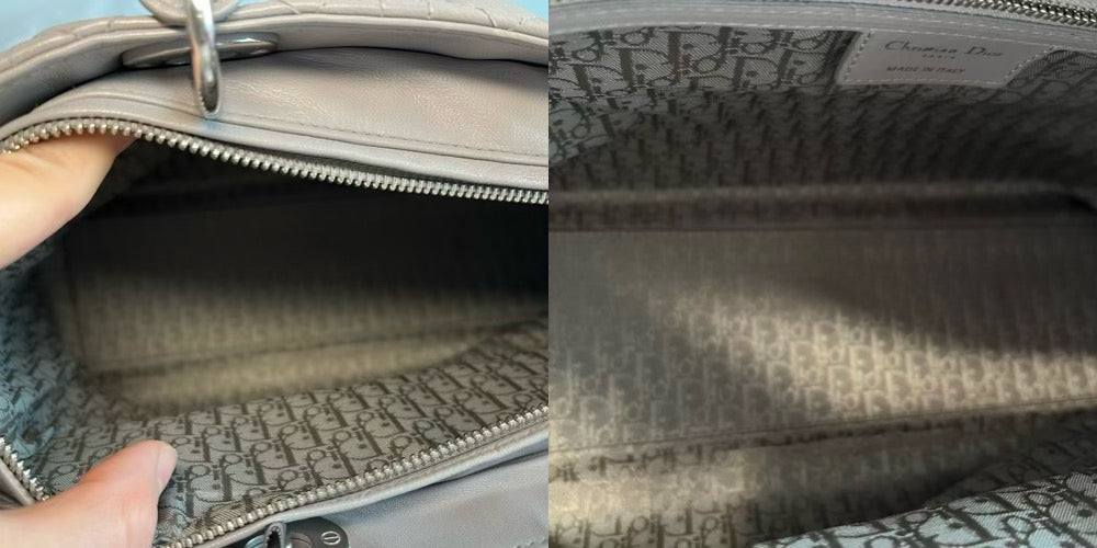 Sold Lady Dior Large Grey Leather handbag with strap
