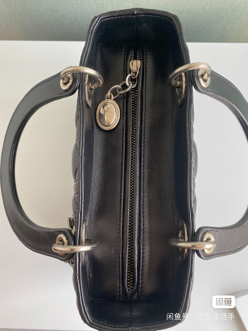 Sold Lady Dior Black Medium Cannage Lambskin leather handbag