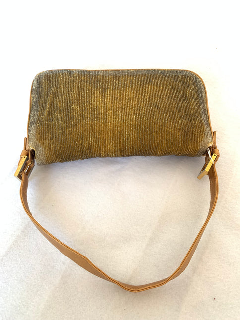 Fendi Baguette in Dark Gold Glitter beads and leather back