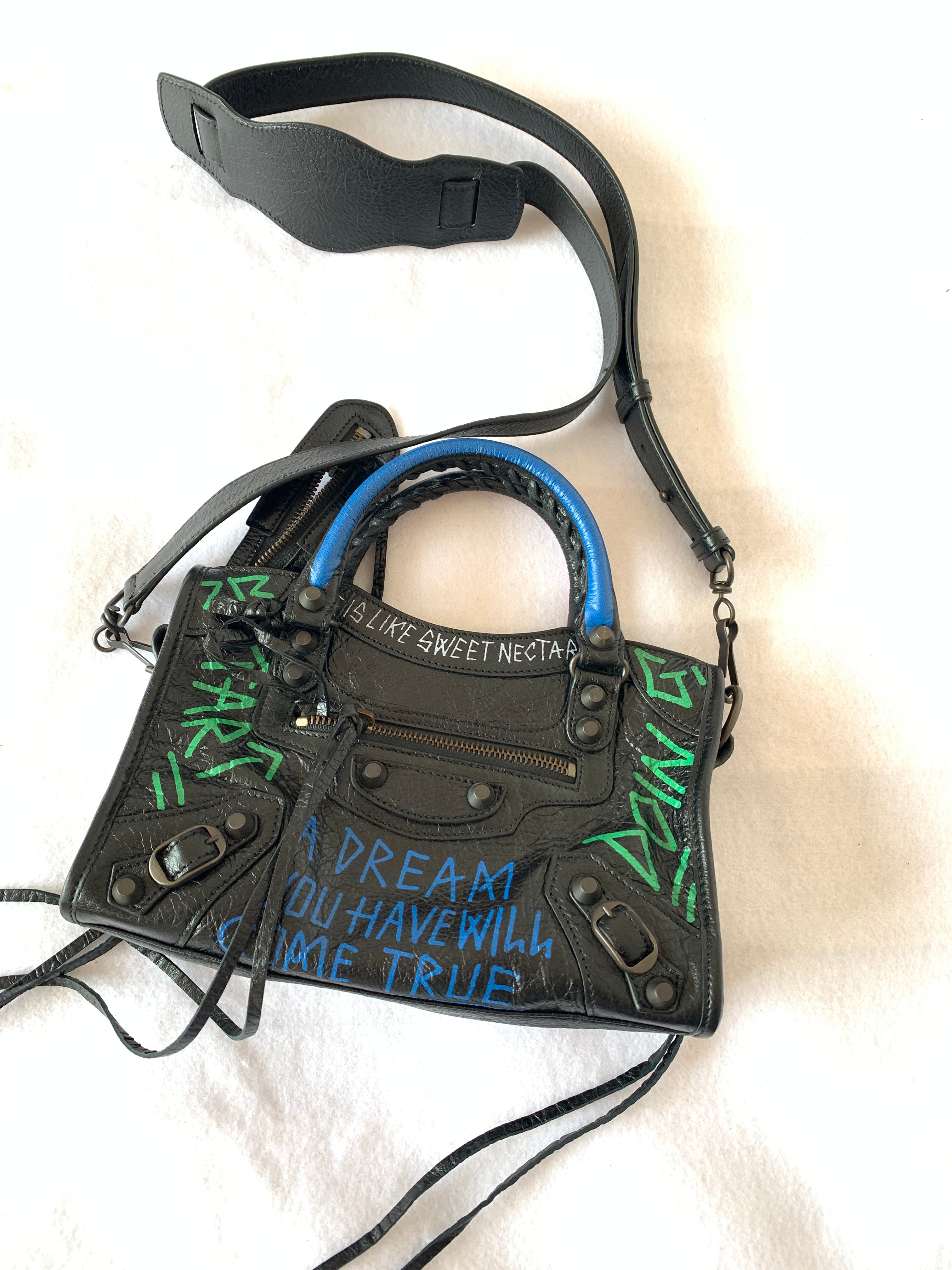 Balenciaga mini city online graffiti bag