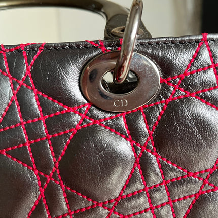 Sold Lady Dior Medium Gunmetal Grey Cannage Lambskin 2011 Limited Edition Handbag